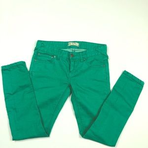Free People size 25 green skinny jeans
